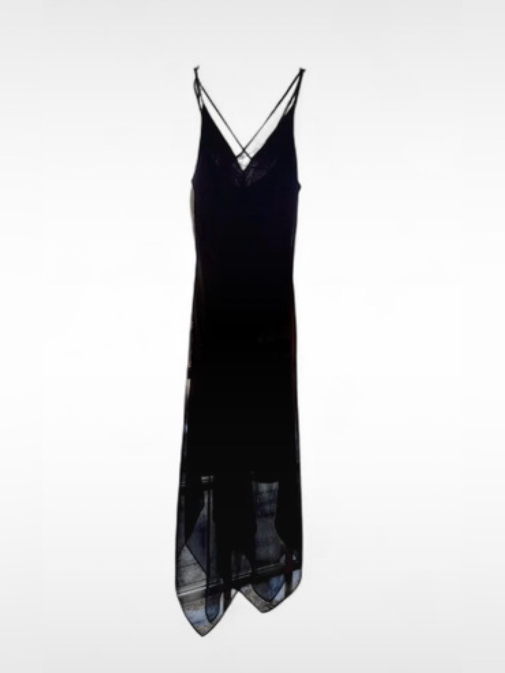 Calvin Klein Gorgeous Black Slinky Slip Dress with Crisscross Straps